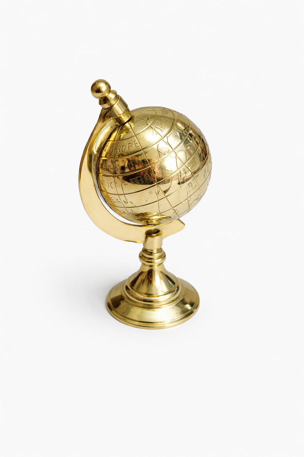 Vintage Brass Mini Globe with Stand – Handcrafted Decorative Collectible