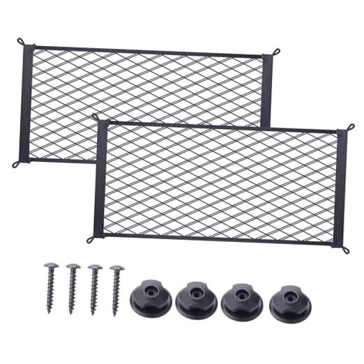 2 Pcs Universal Stretch Mesh Car Mesh Bag with Screws and Hooks for Trunk RV