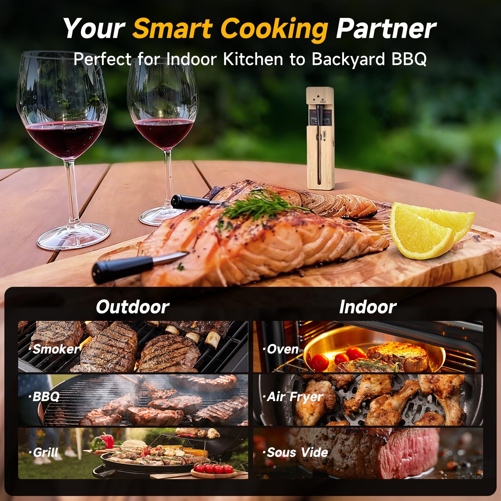 Presentastic Wireless Meat Thermometer Digital, LongRange Bluetooth Cooking T...