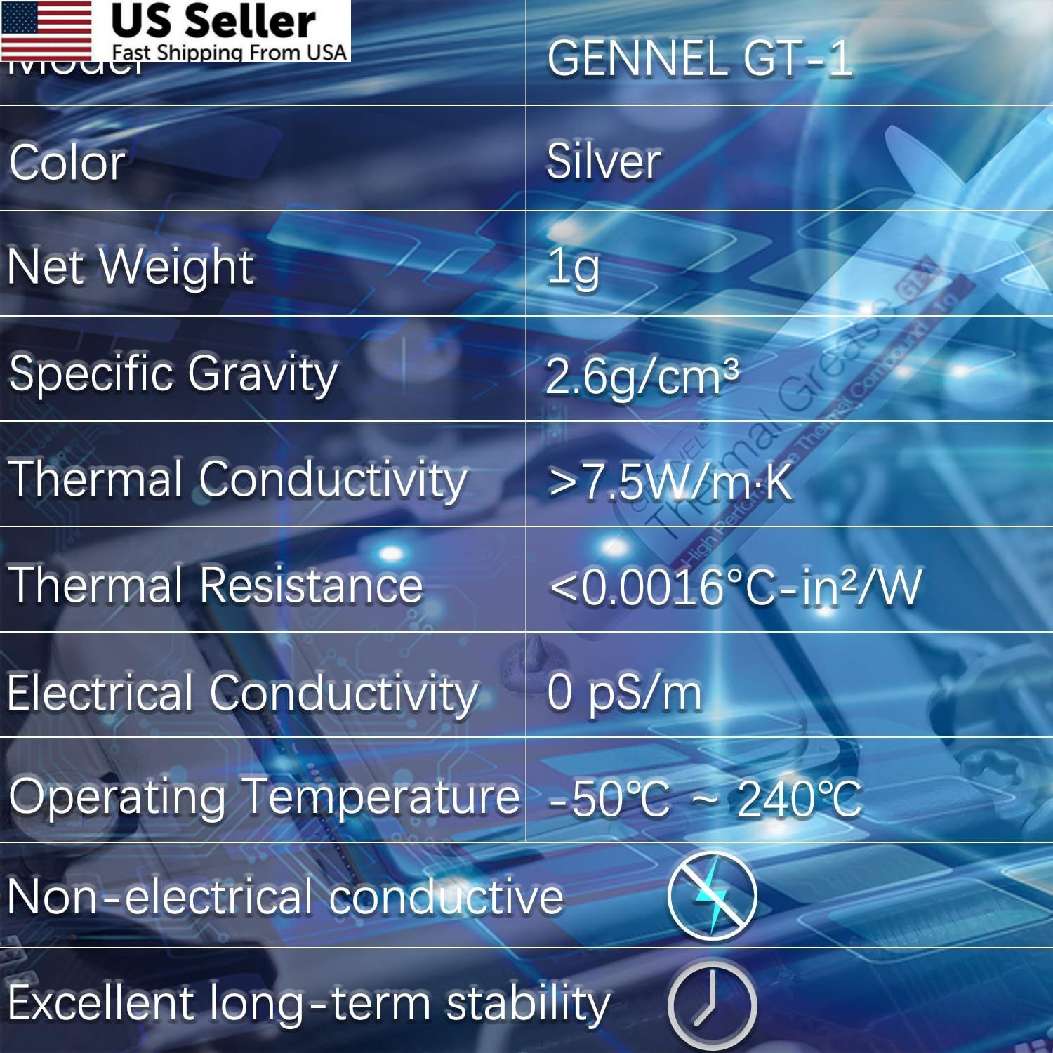 GENNEL 10-Pack GT-1 Silver CPU Thermal Paste (1g*10), High 10 Pack