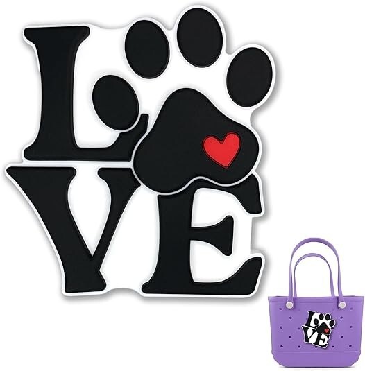 Dog Love Beach Bag Accessories PVC Rubber Totes Inserts Charm Puppy Paw Jumbo