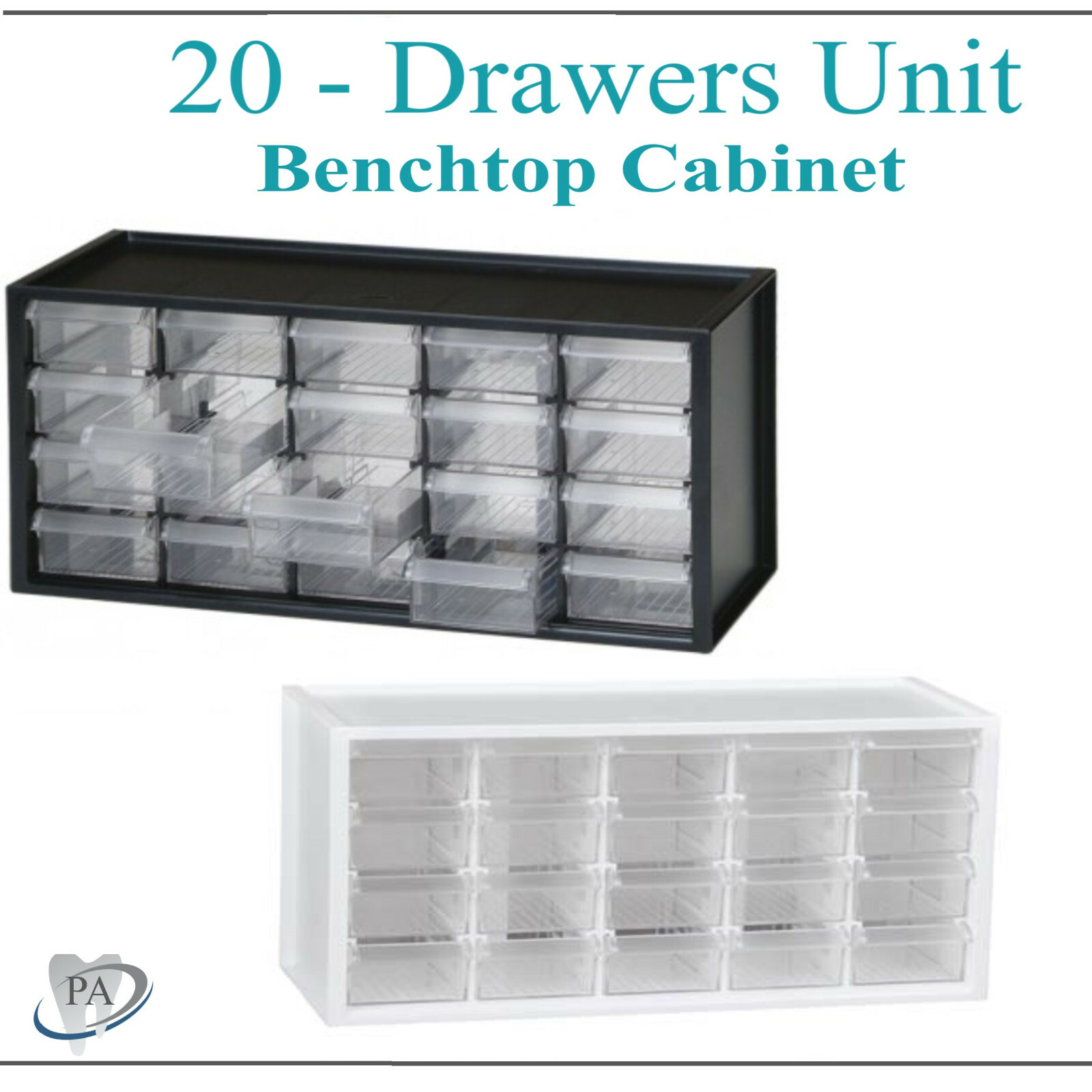 Autoshop Benchtop Cabinet Organizer 20 Drawer, Removable Transparent Drawers