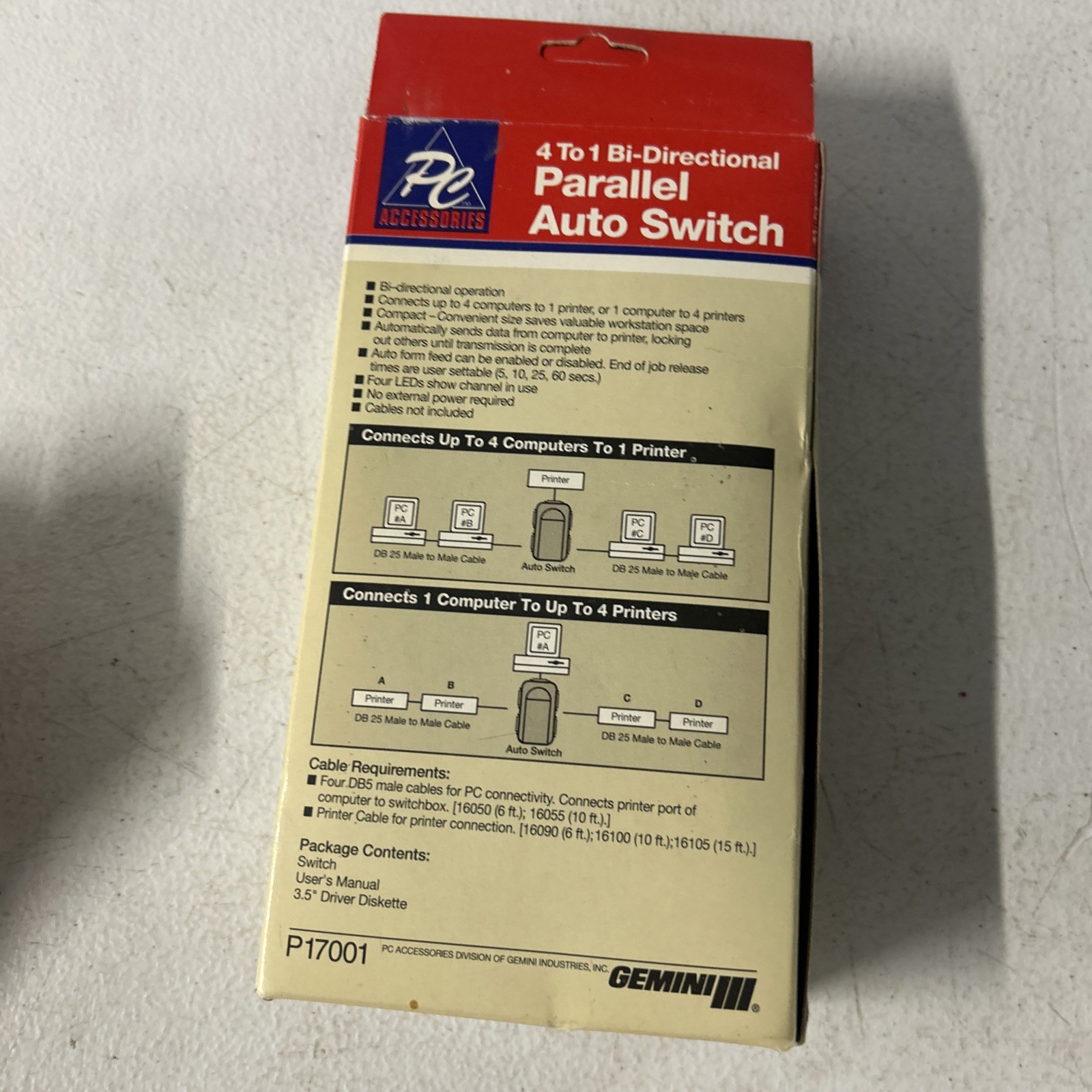 Gemini III PC Accessories 4 To 1 Bi-Directional Parallel Auto Switch Open Box