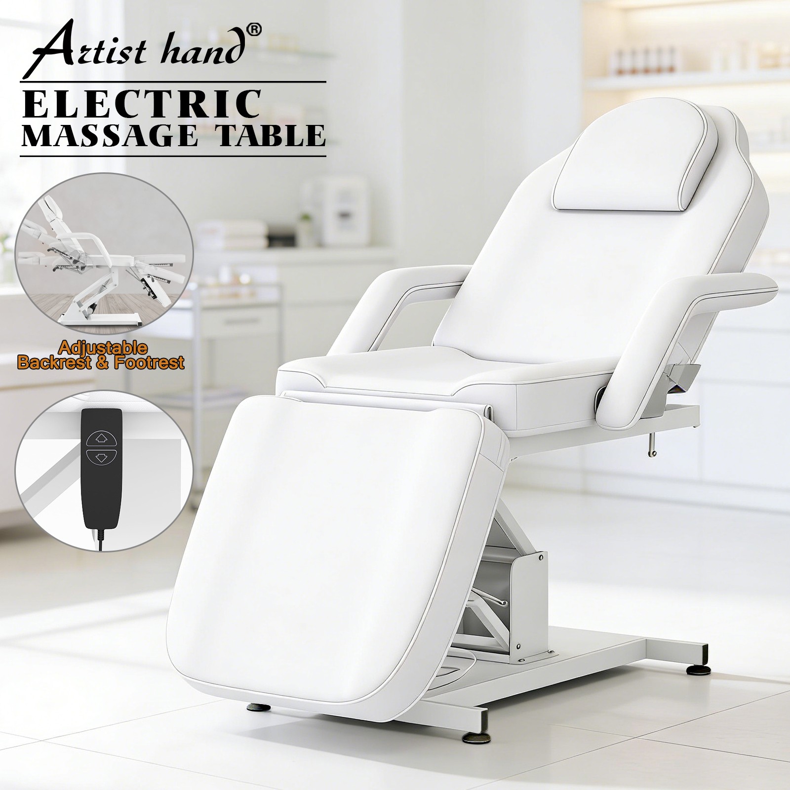 White Electric Facial Bed Tattoo Massage Table Beauty Salon with Remote