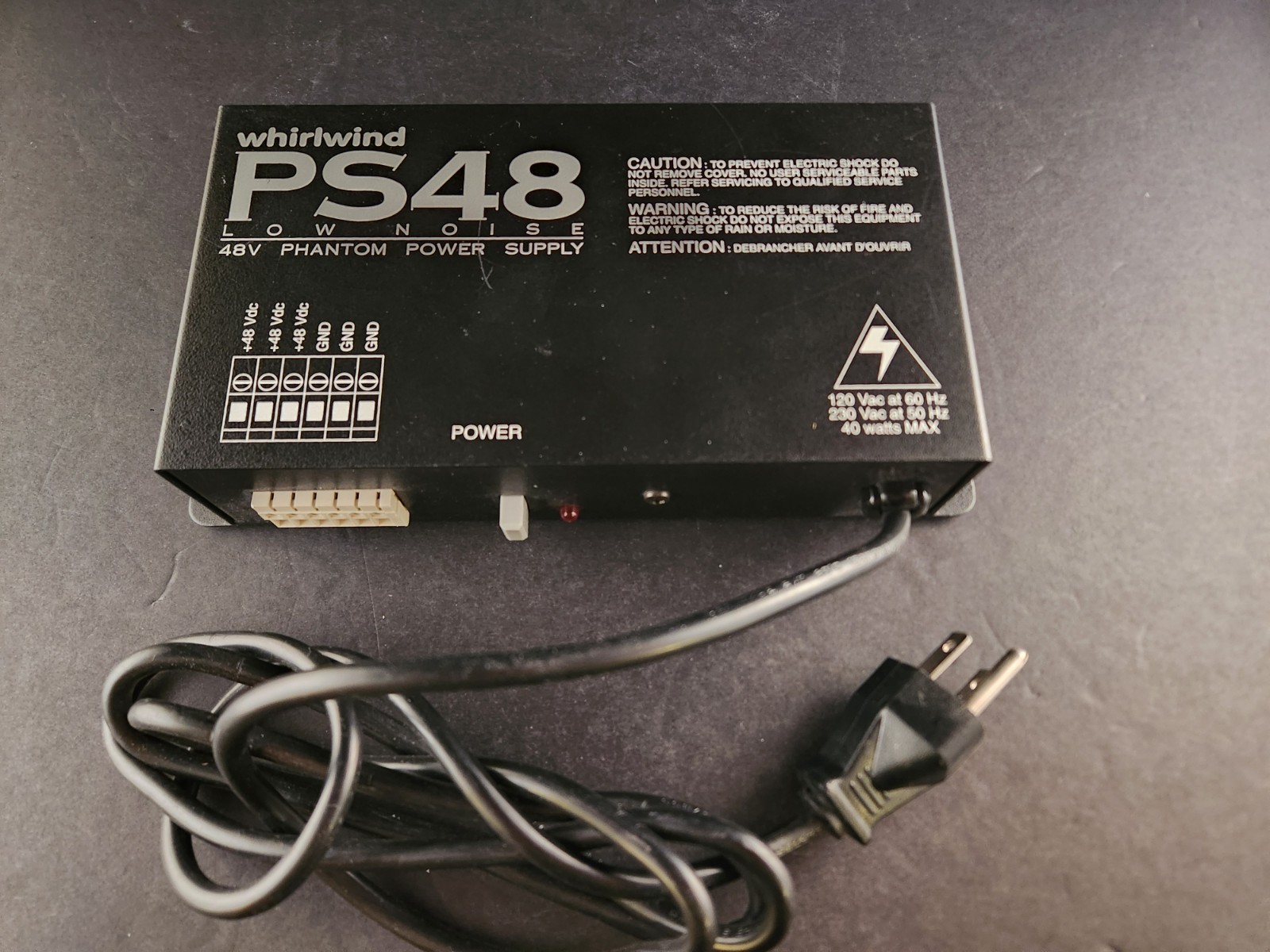 Whirlwind PS48 Low Noise 48V Phantom Power Supply