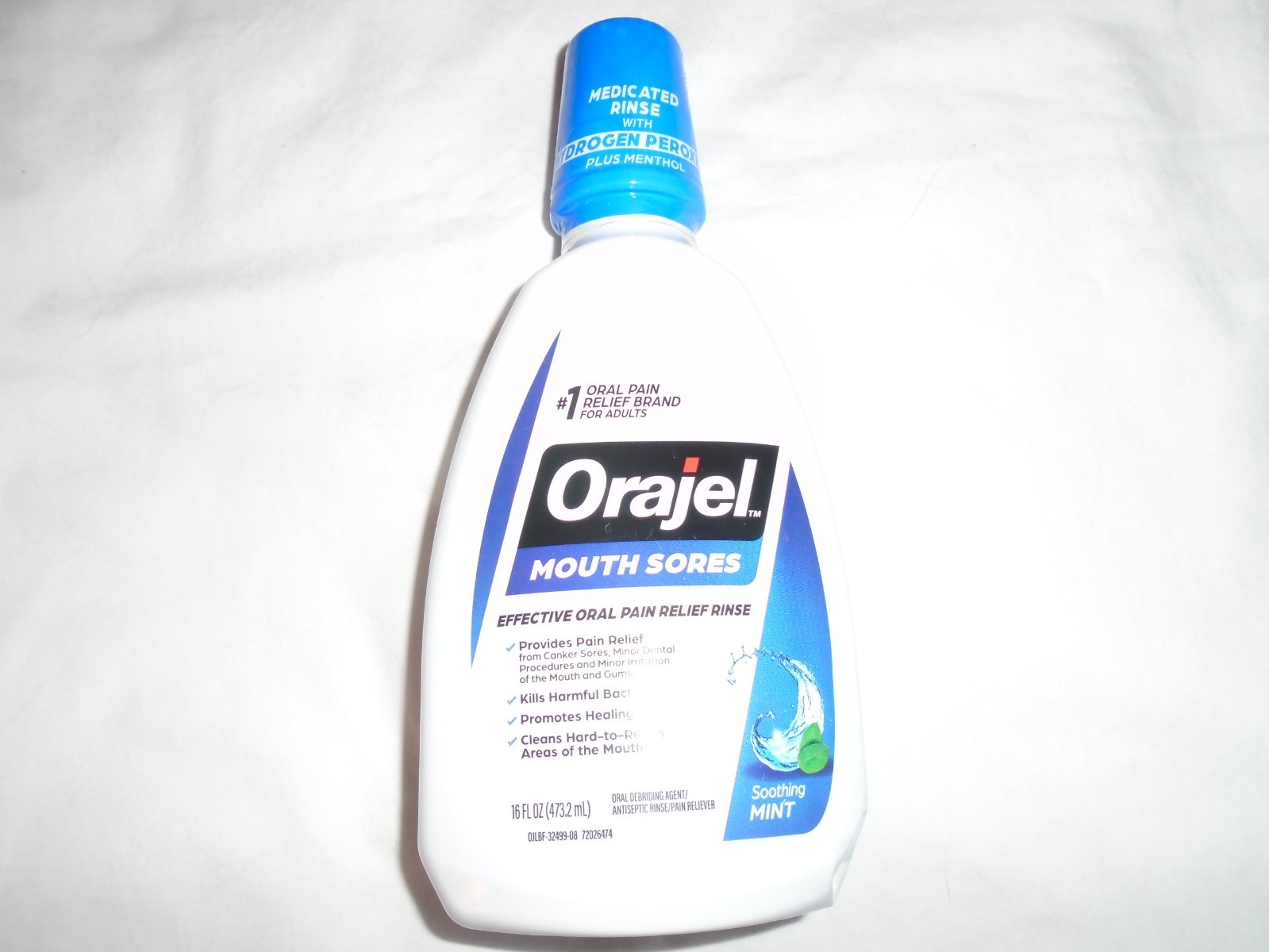 Orajel Mouth Sores Medicated Rinse Soothing Mint 16 oz Bottle Expires 7/2026
