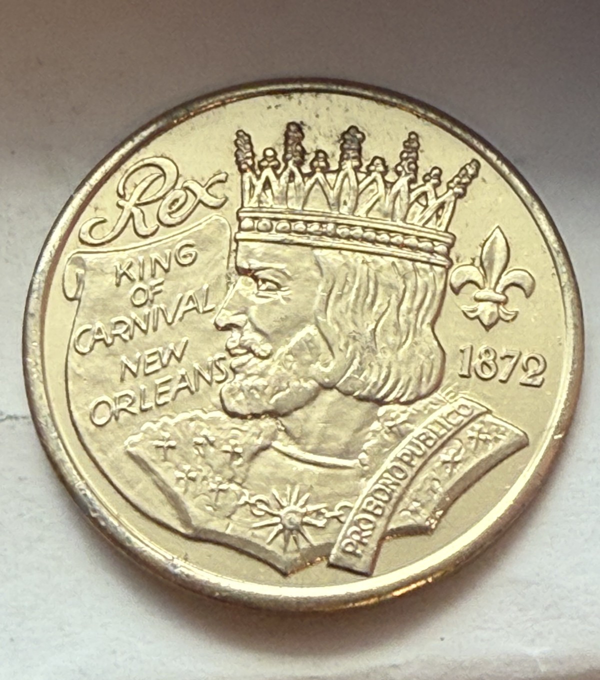 Krewe of Rex 1973 Gold Aluminum Doubloon Kings and Queens of Fantasy and Fact
