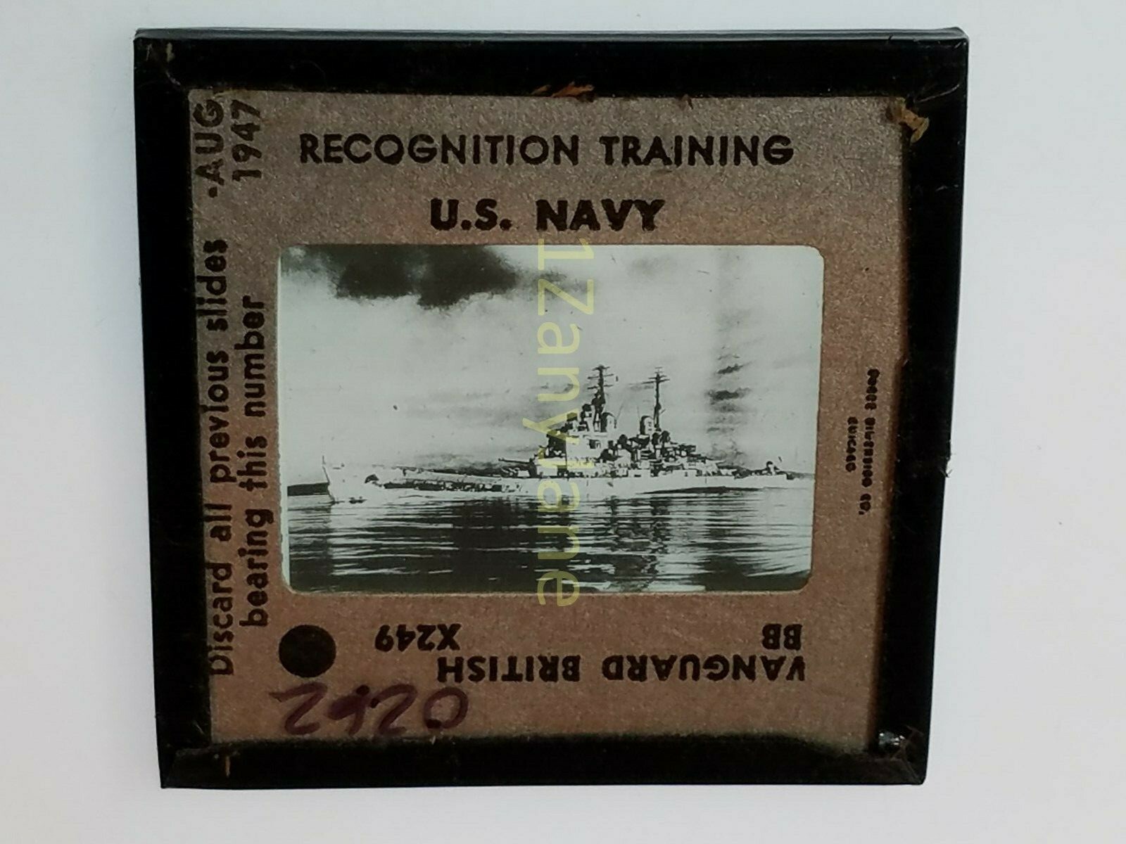 0262 PHOTO GLASS SLIDE PLANE/SHIP Military Vanguard British BB X249