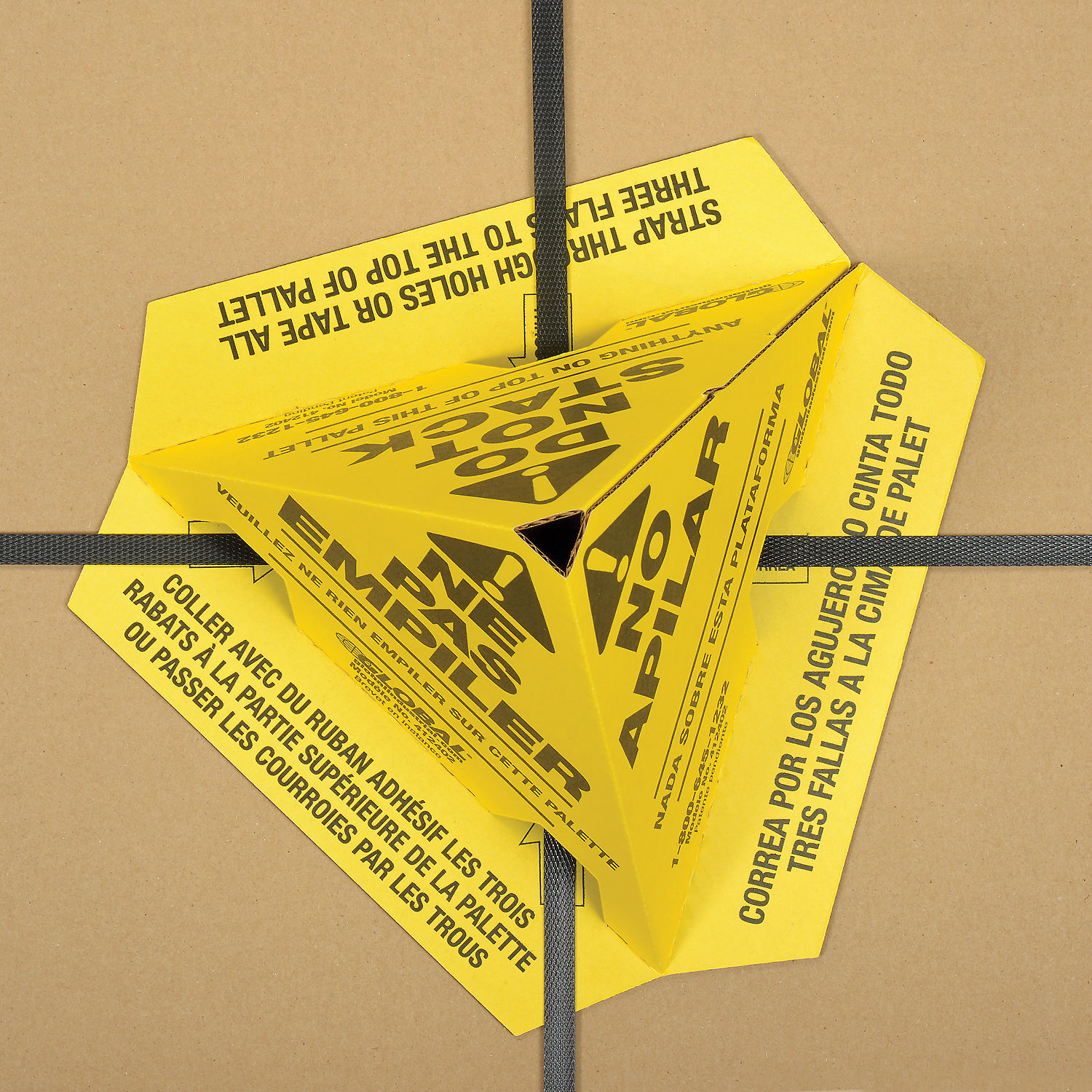 Trilingual "Do Not Stack" Pallet Cones Yellow 50 Pack