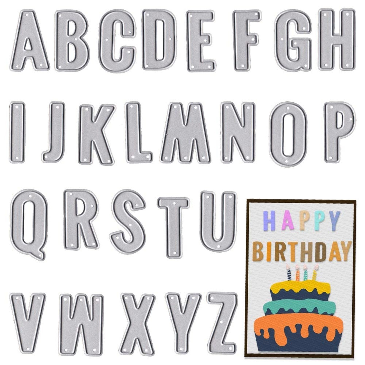 26 Alphabet Letters Die Cuts for Card Making, Capital Letters Words Cutting D...