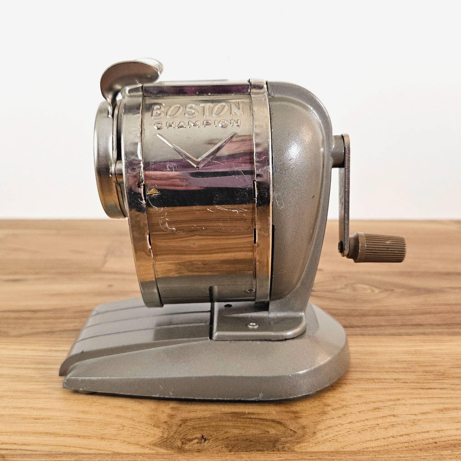 Vintage Boston Champion Pencil Sharpener Hand Crank Pinch Feed