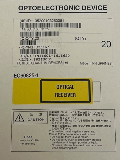 FUJITSU FID3Z1KX OPTICAL RECEIVER, 01/03/24 MFG DATE,  BOX OF 20, NEW