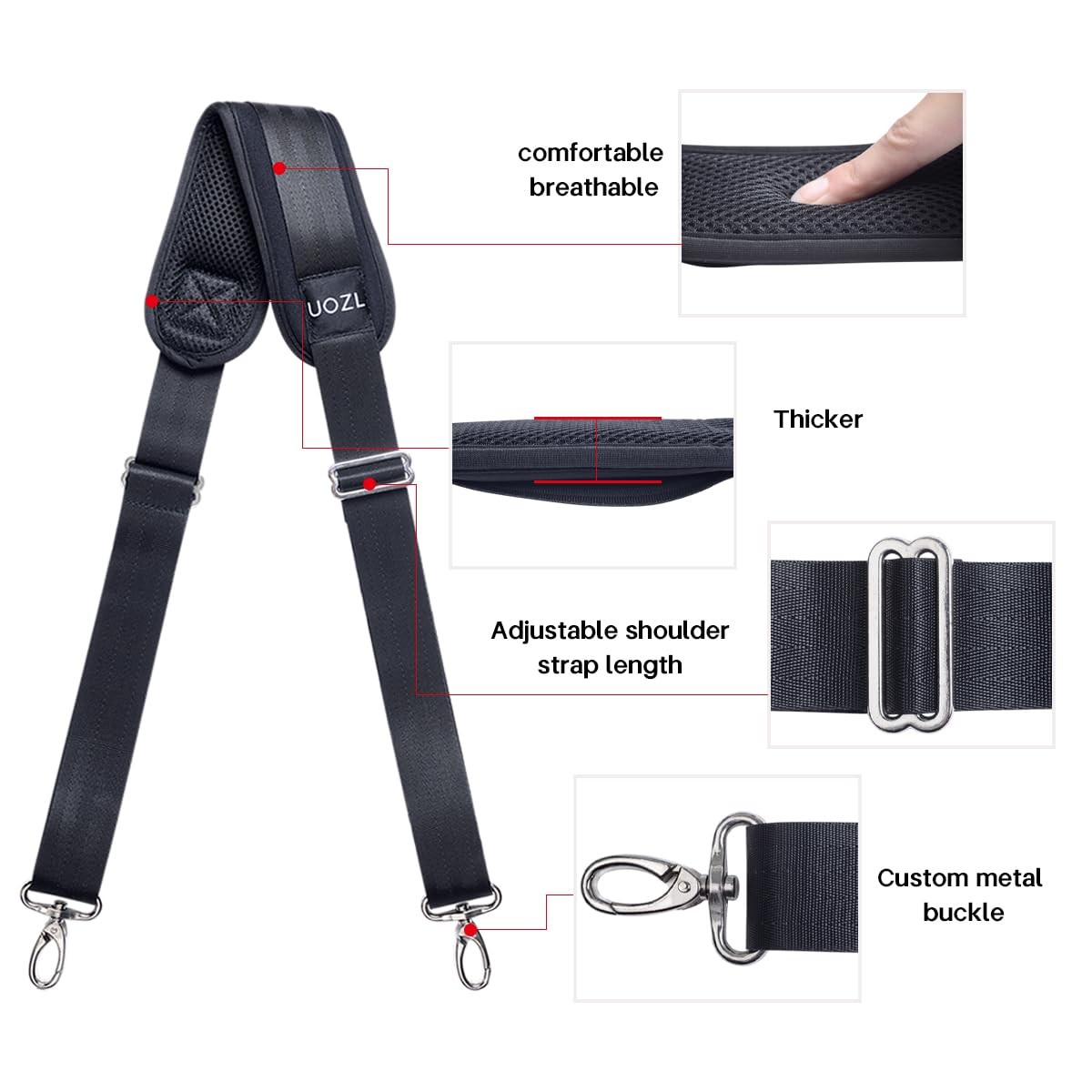 59 Inch Shoulder Straps, Soft with Ultra-Thick Fixed Shoulder Pad, Two Way In...