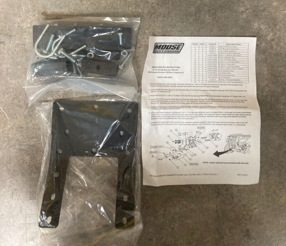 MOOSE ATV WINCH MOUNT 4505-0639 NOS 2007-2013 HONDA 420 RANCHER 4X4