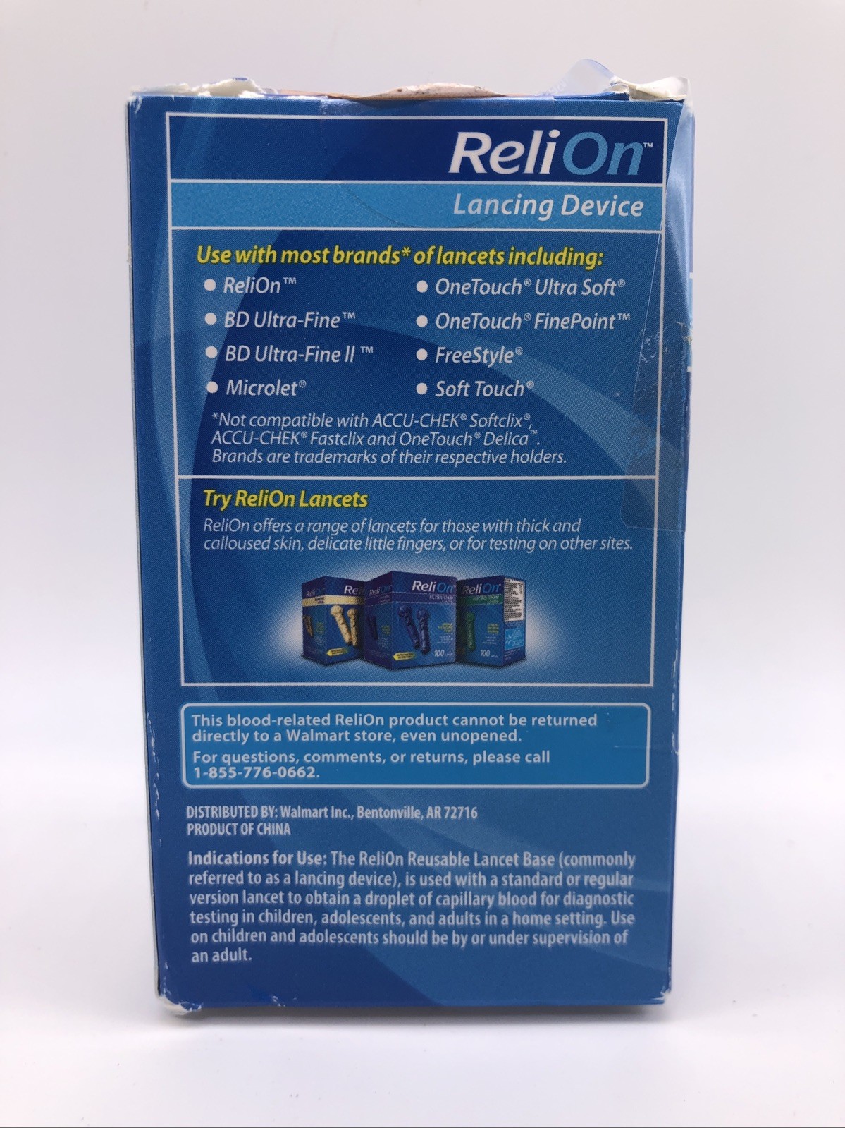 ReliOn Lancing Device with 10 Ultra Thin Lancets (Damaged Box) Ref. 119