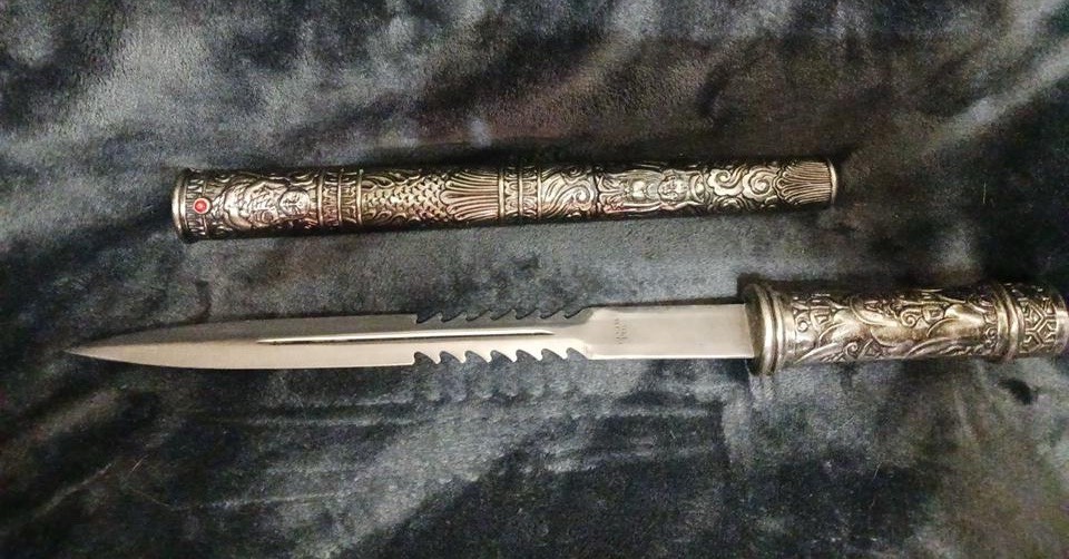 Ornate Dagger Knife with Sheath – Buddha Design Asian Decorative Collectible