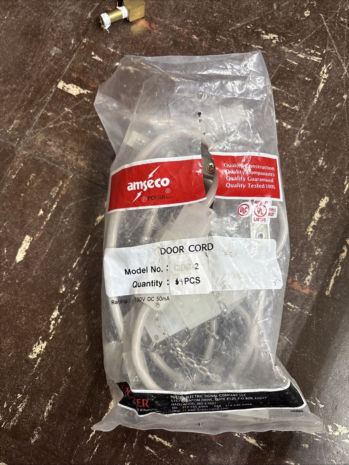 Amseco / POTTER Electric Signal QDC2 QUICK DISCONNECT DOOR CORD, Pack of 4