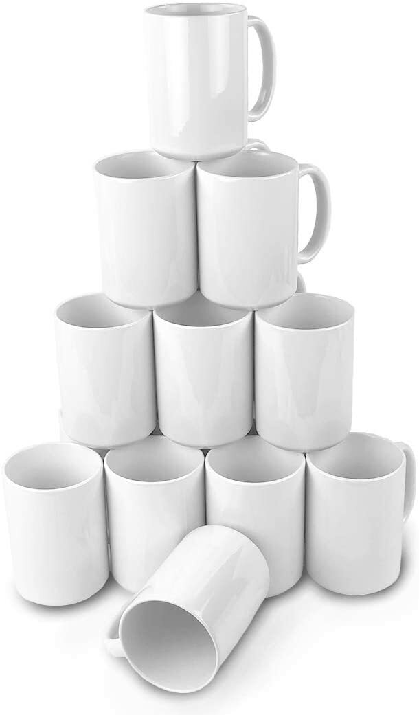 12 Sublimation White Mug,15oz, Blank Coffee Mug Ceramic blank cup Comes with box