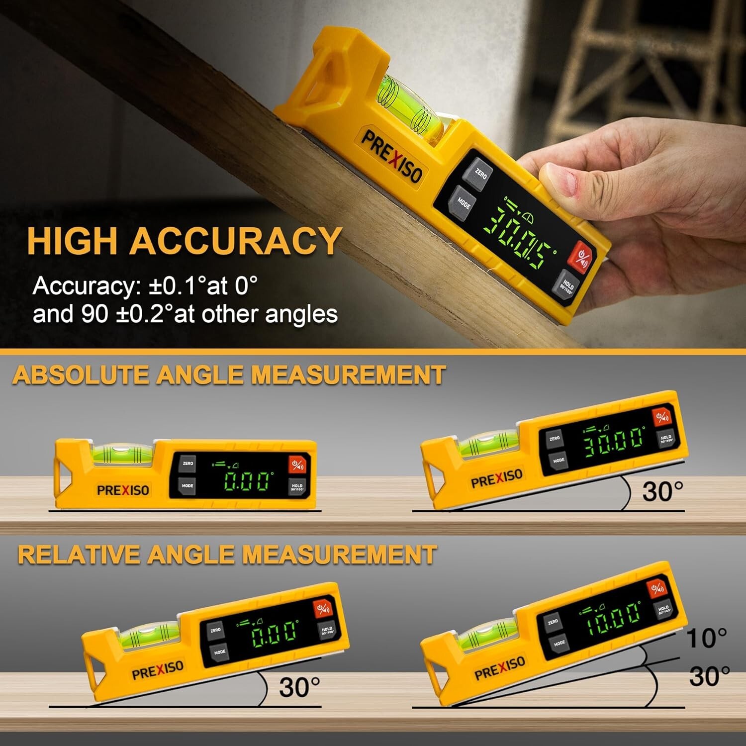 Digital Level & Digital Protractor, 7 inch Angle Finder 0-90° & 0-180° Range NEW