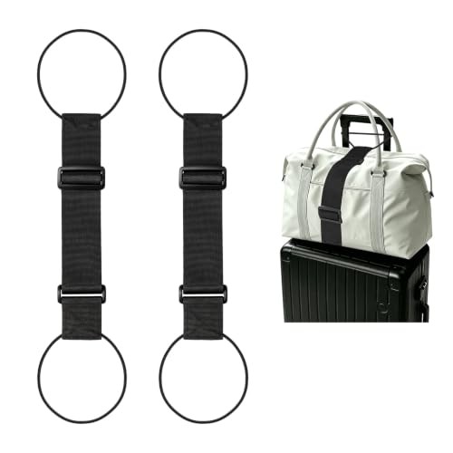 -Pack Strong Adjustable Luggage Connector Straps for Suitcases | 2 Black 2-Pack
