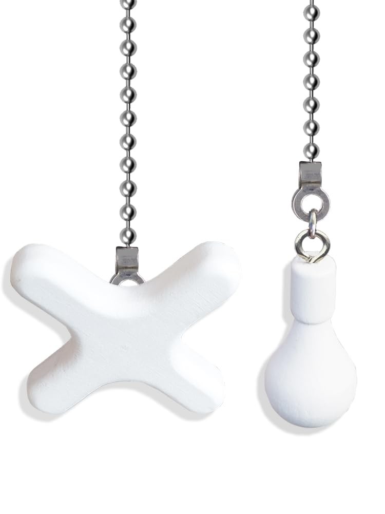 2 Pack Ceiling Fan Pull Chains, 12-inch Beaded Ball Extension Chains with Whi...