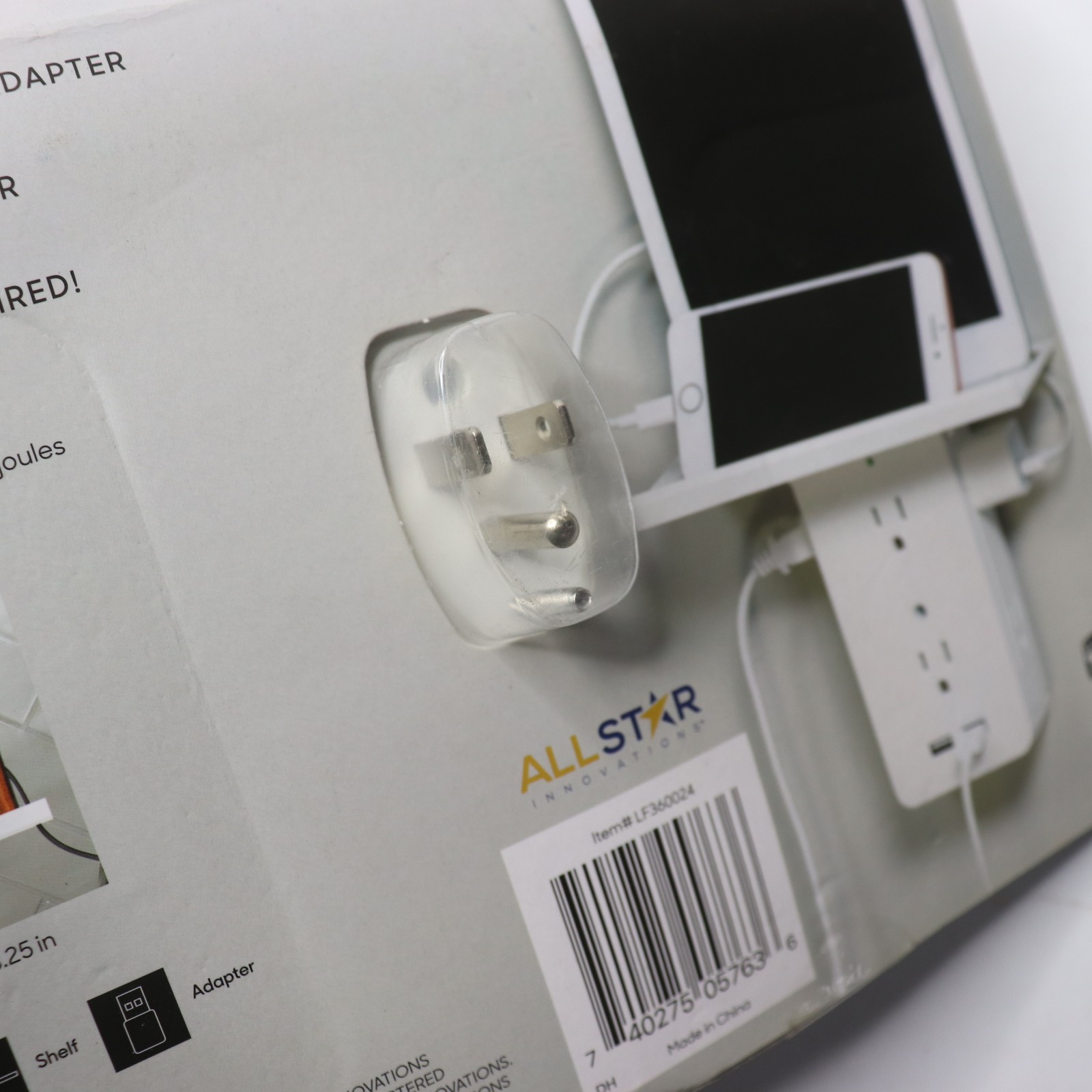Sharper Image 2 USB Ports and USB-C Adapter Cordless Wall-Outlet Extender