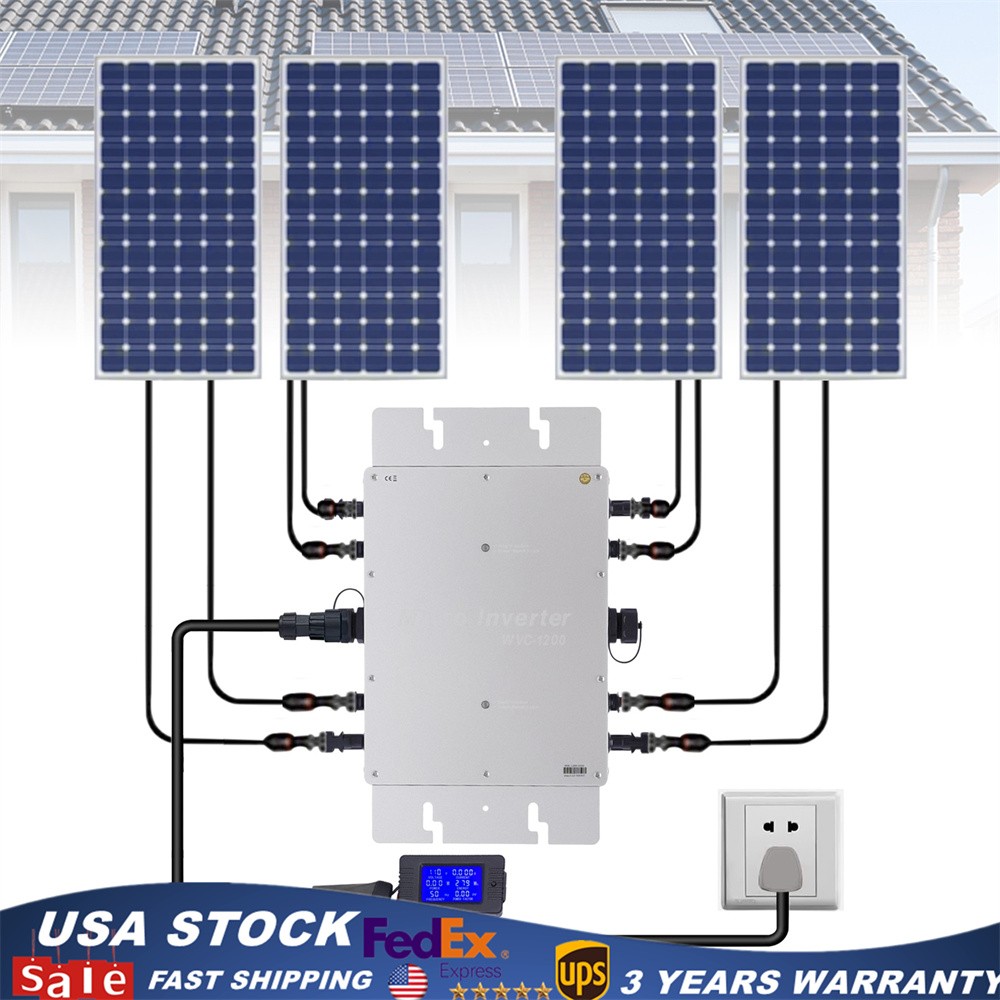 1200W Micro Solar Panel Smart Inverter Pure Sine Wave MPPT Grid Tie Inversor New