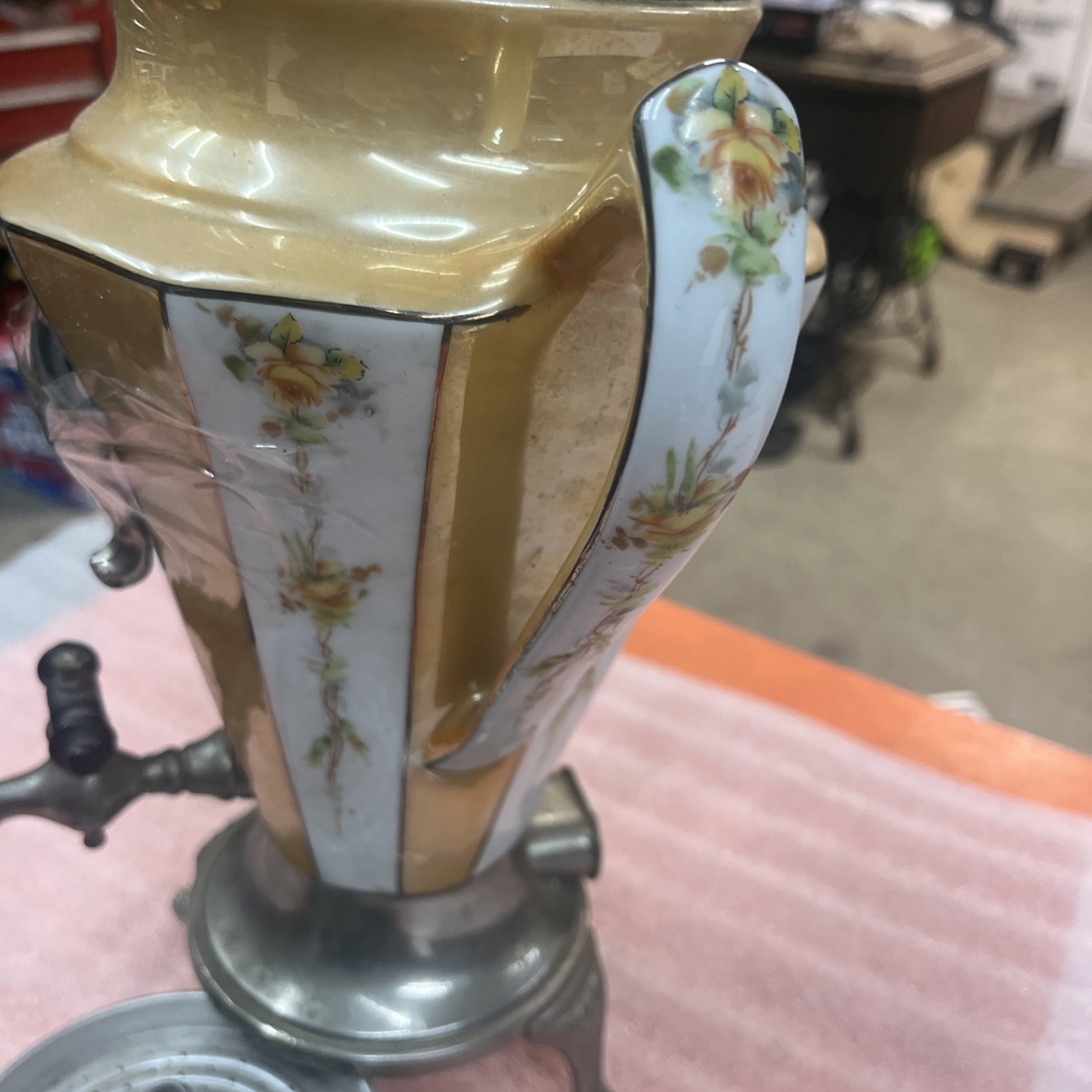 Royal Rochester Fraunfelter Orange Luster Porcelain Coffee Percolator For Parts