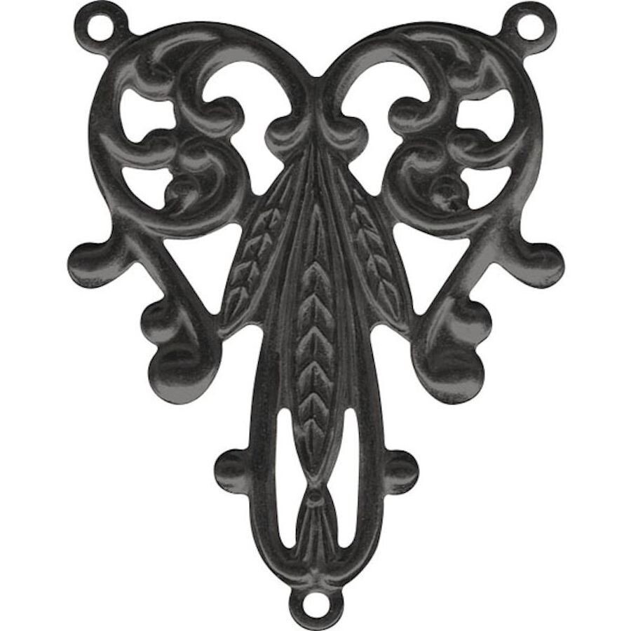 Connector, 12 Gunmetal Plated Brass 22x30mm Focal, Earring Filigree Components *
