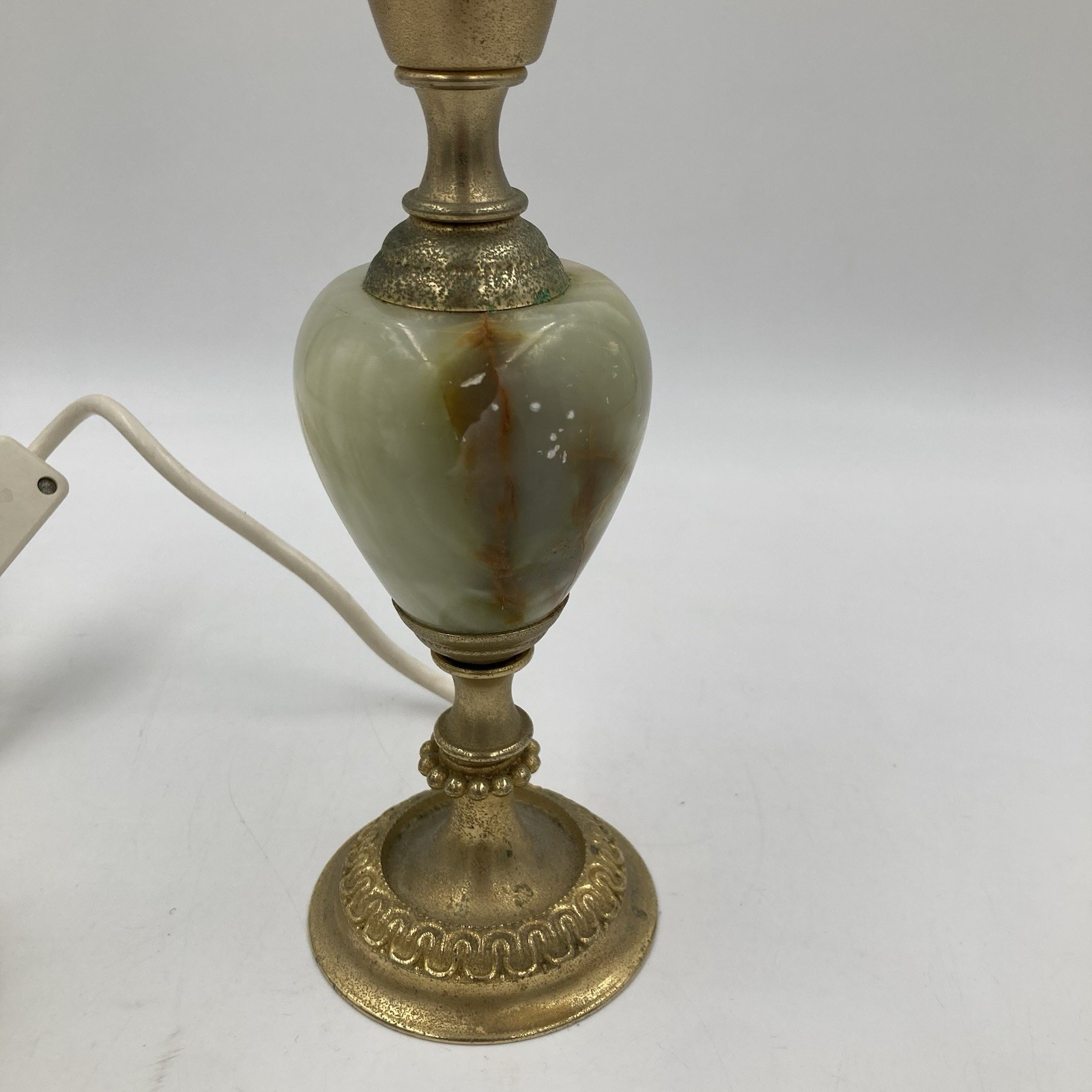 Vintage Brass & Stone Table Lamp Traditional Classical 27cm