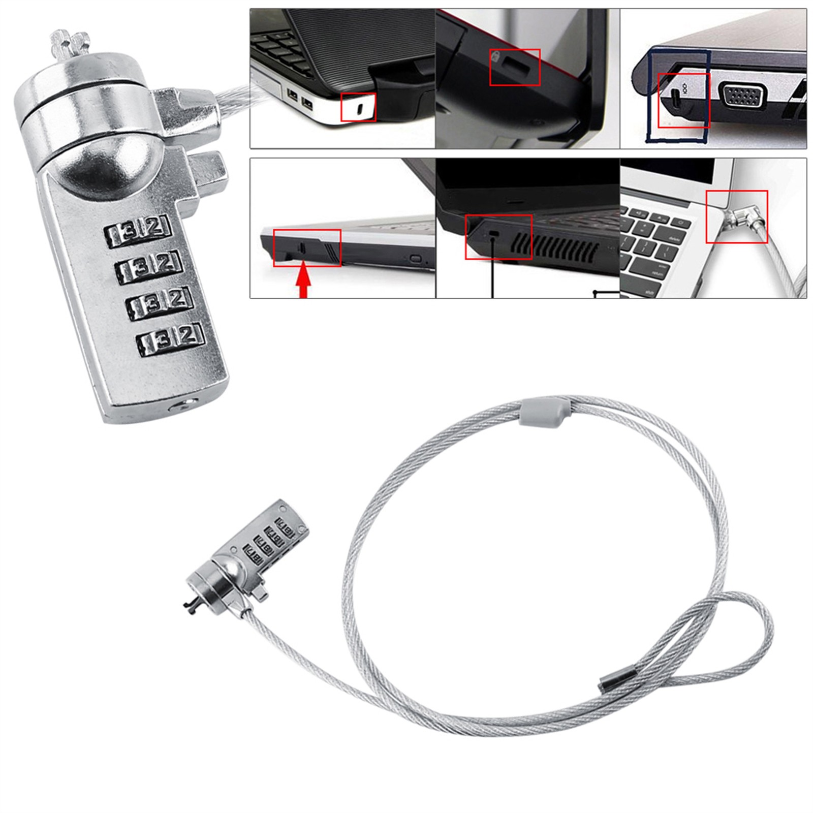Laptop Combination Security Lock Cable Chain Theft Deterrent 4 Digit