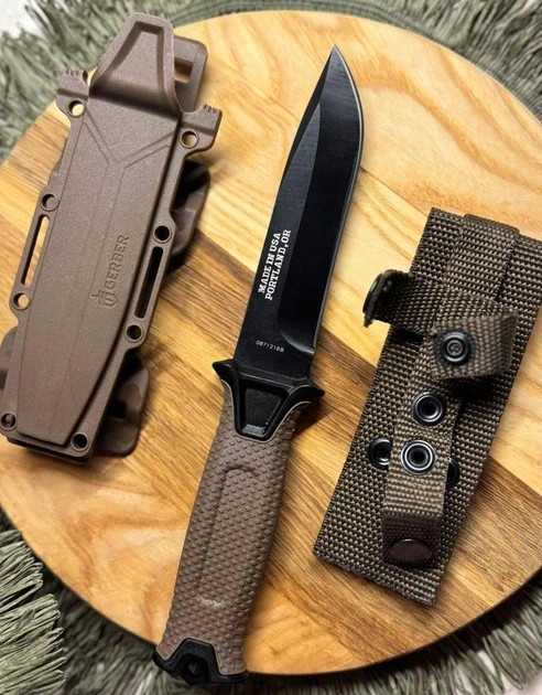 Gerber StrongArm Knife, Coyote Brown Serrated Fixed Blade