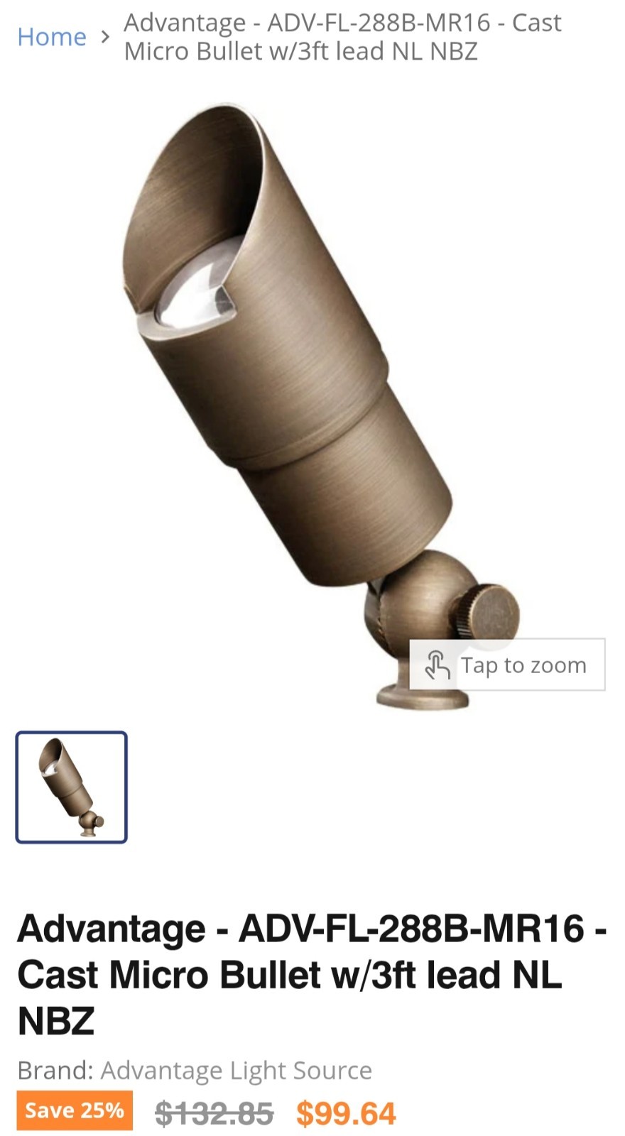 NEW LANDSCAPE BULLET UP LIGHT VERSA ADV-FL-288B-NL-NBZ CAST BRASS PROFESSIONAL