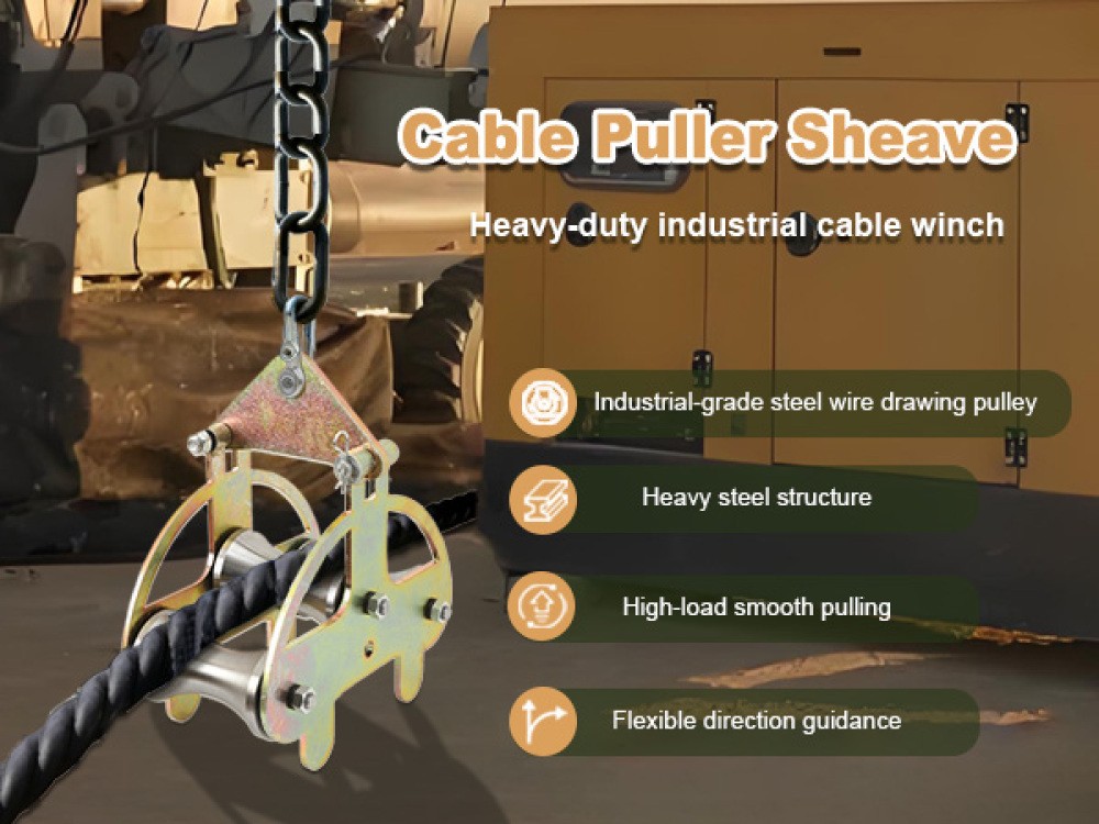 Heavy-Duty Cable Puller Sheave 2-3 Ton | 3 Steel Wheels For Smooth Pulling