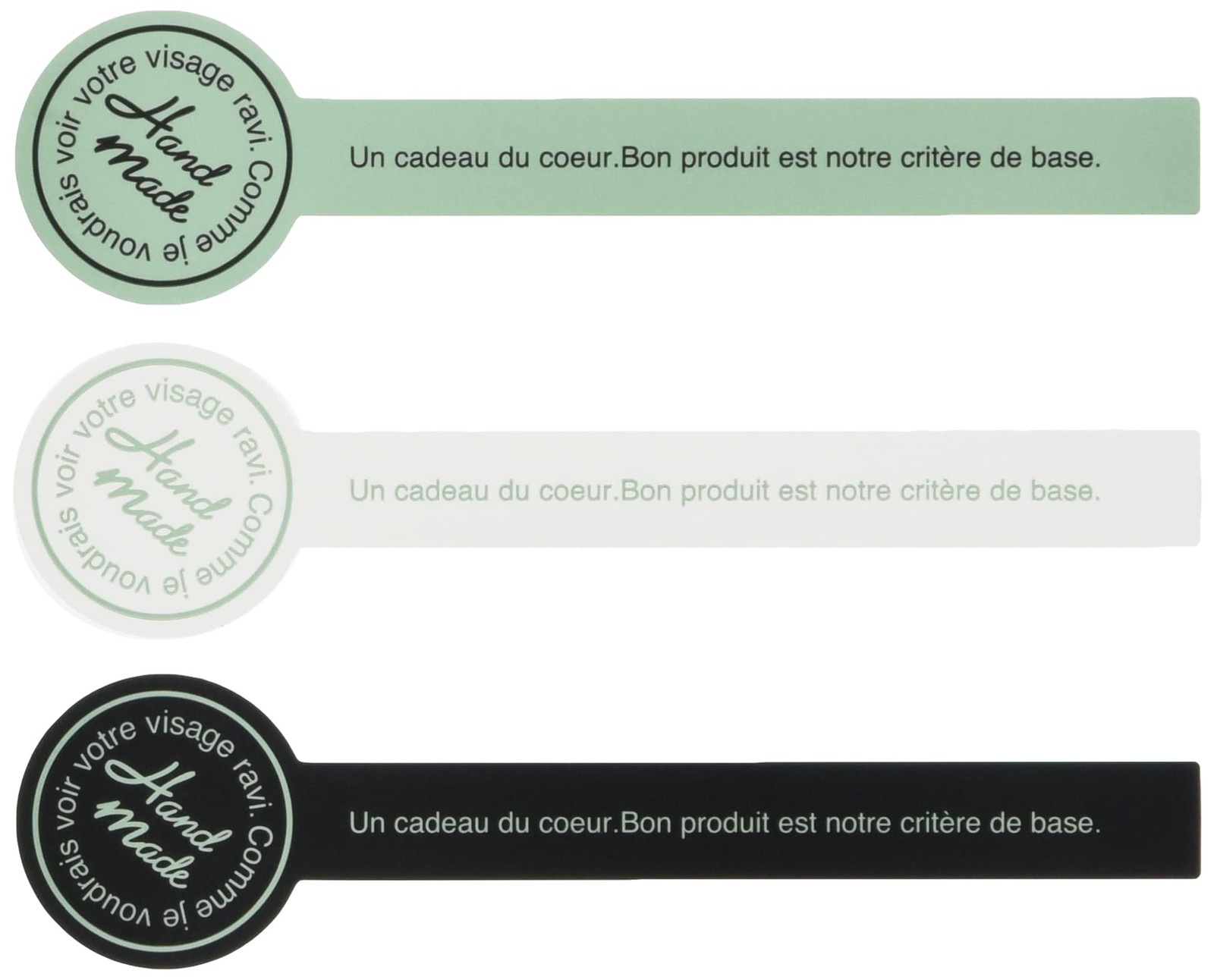 Handmade Lollipop Stickers Black White Green 60pc HLP-1S