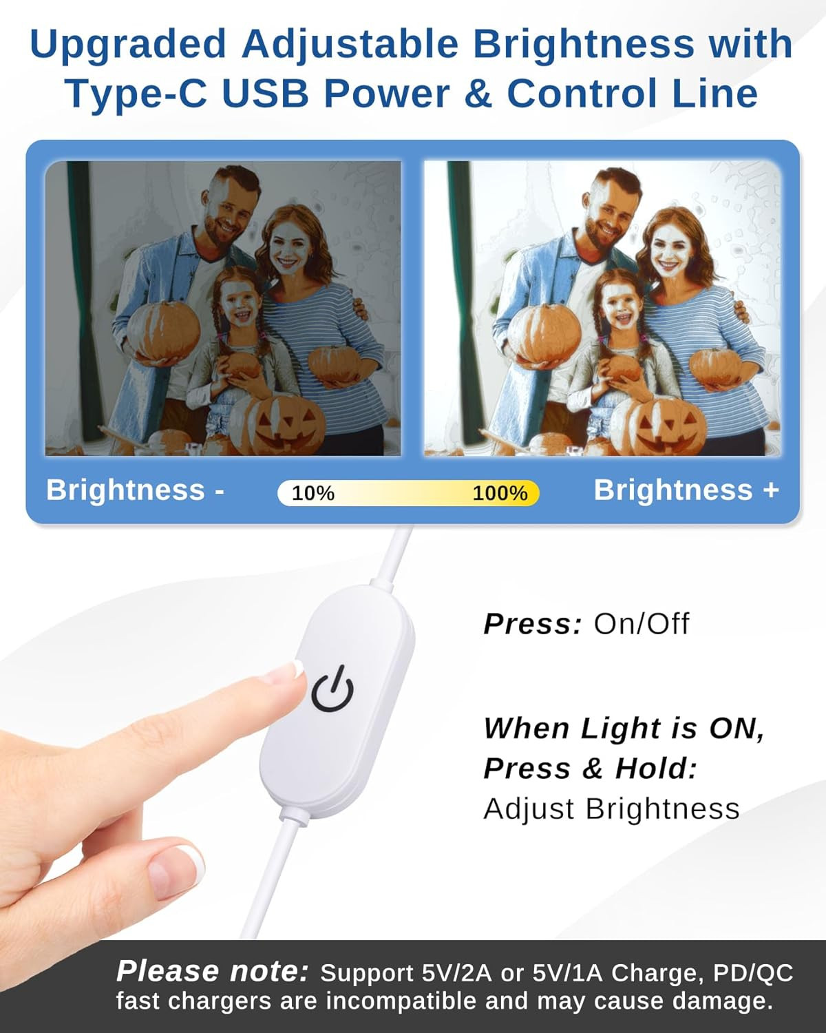 Lithophane LED Backlight Kit for 3D Printed Art, 2 Pack, USB-C Powered