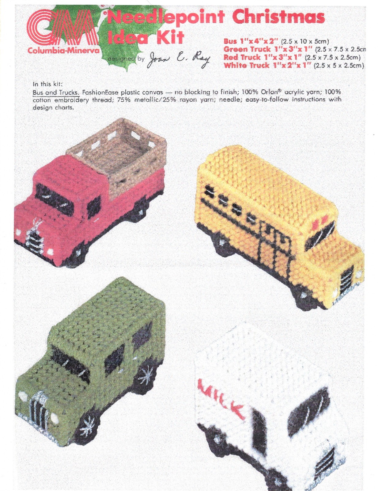 BUS & TRUCKS  plastic canvas  3-D MINI TOYS PATTERN   (#TF0126)