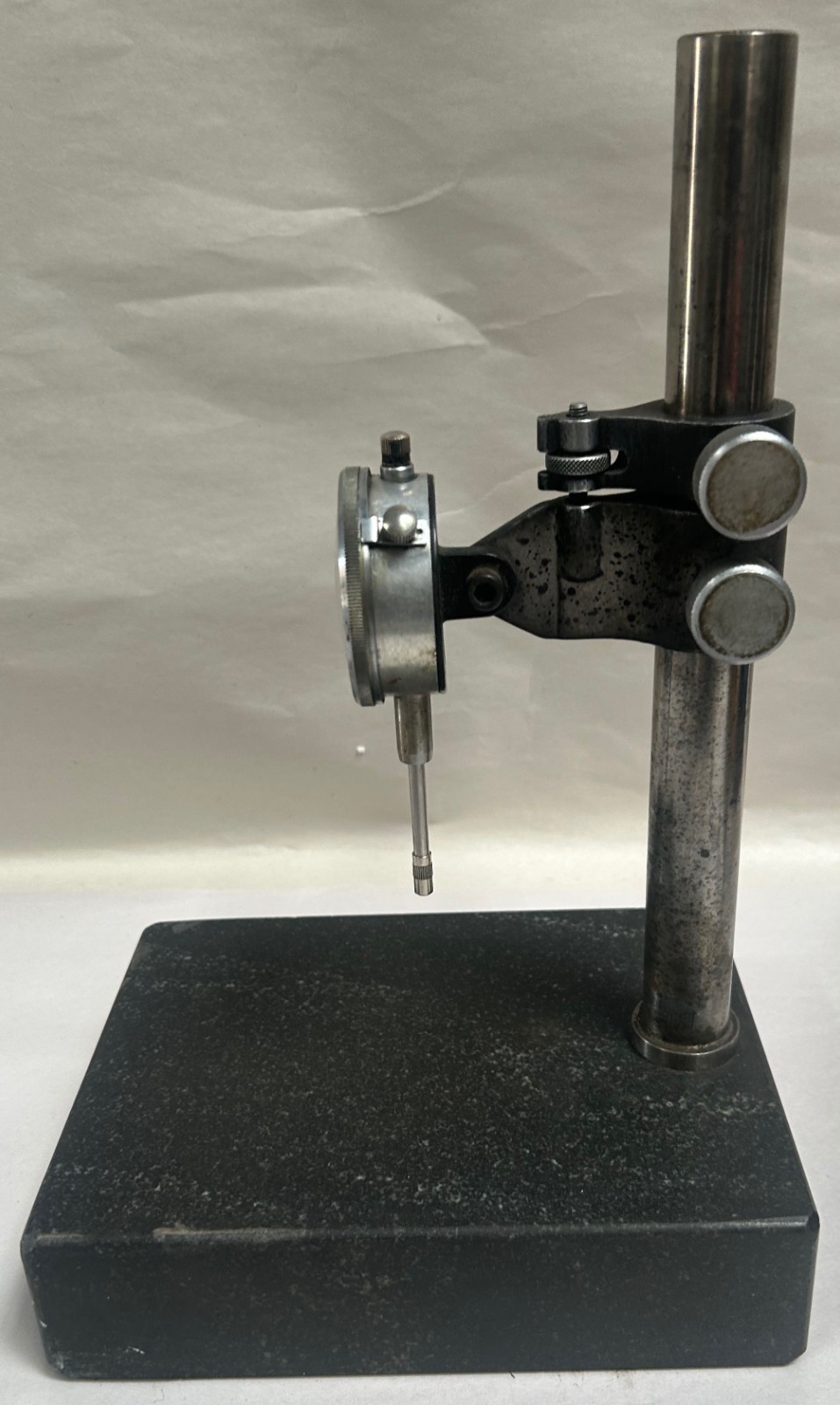 Vintage Teclock Dial Indicator w/ Heavy Granite Indicator Stand Base (D)