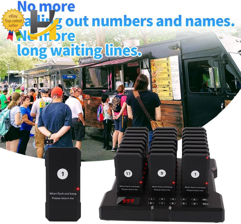 Restaurant Pager Wireless Calling System 24 Beepers Guest Customer Queue Pagers