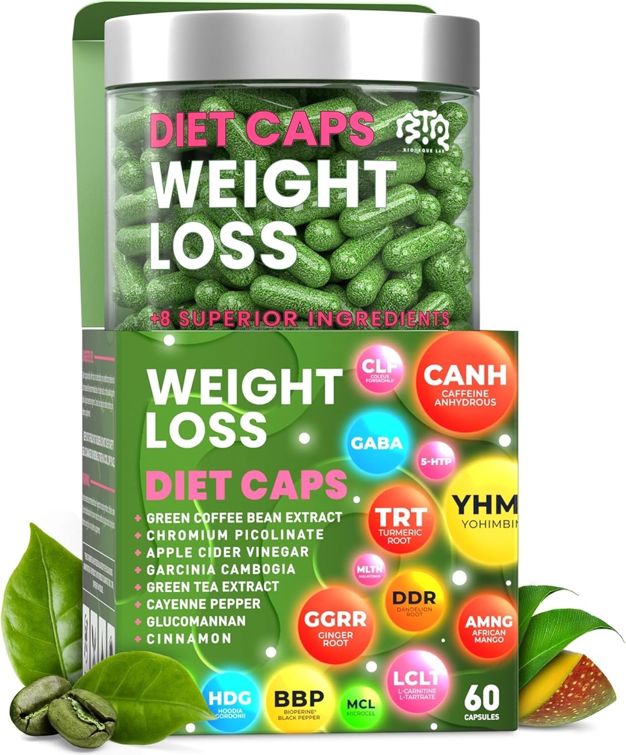 Weight Loss Diet Capsules, Natural Appetite Suppressant, Day & Night Fat Burner