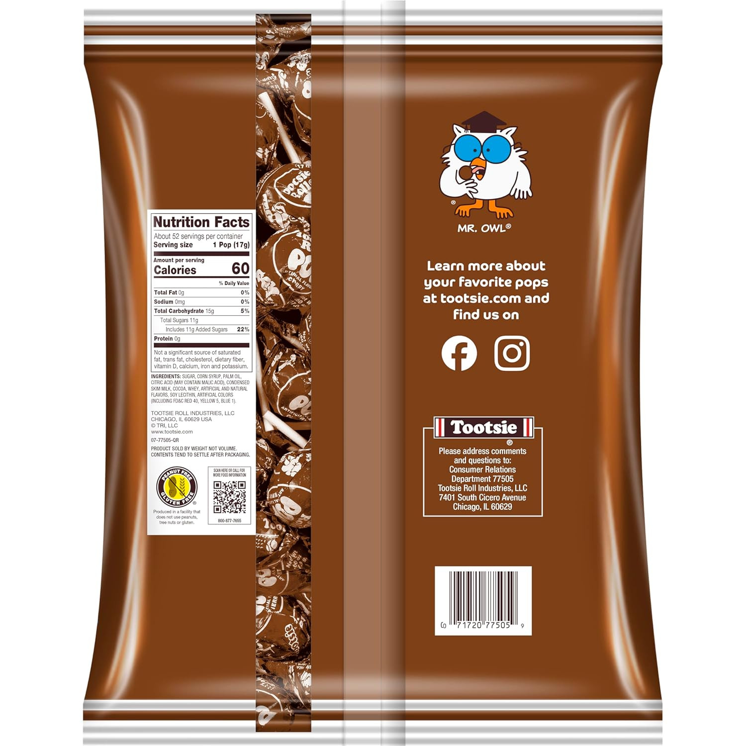 Tootsie Pops Single Flavor Bag - Chocolate Flavored Lollipops with Chocolatey Ce