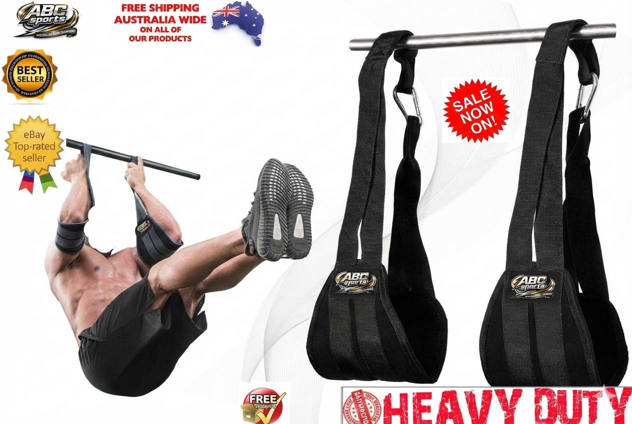 Heavy Duty Ab Straps Hanging Leg Raise Hooks Gym Training Fitness Pull Ups