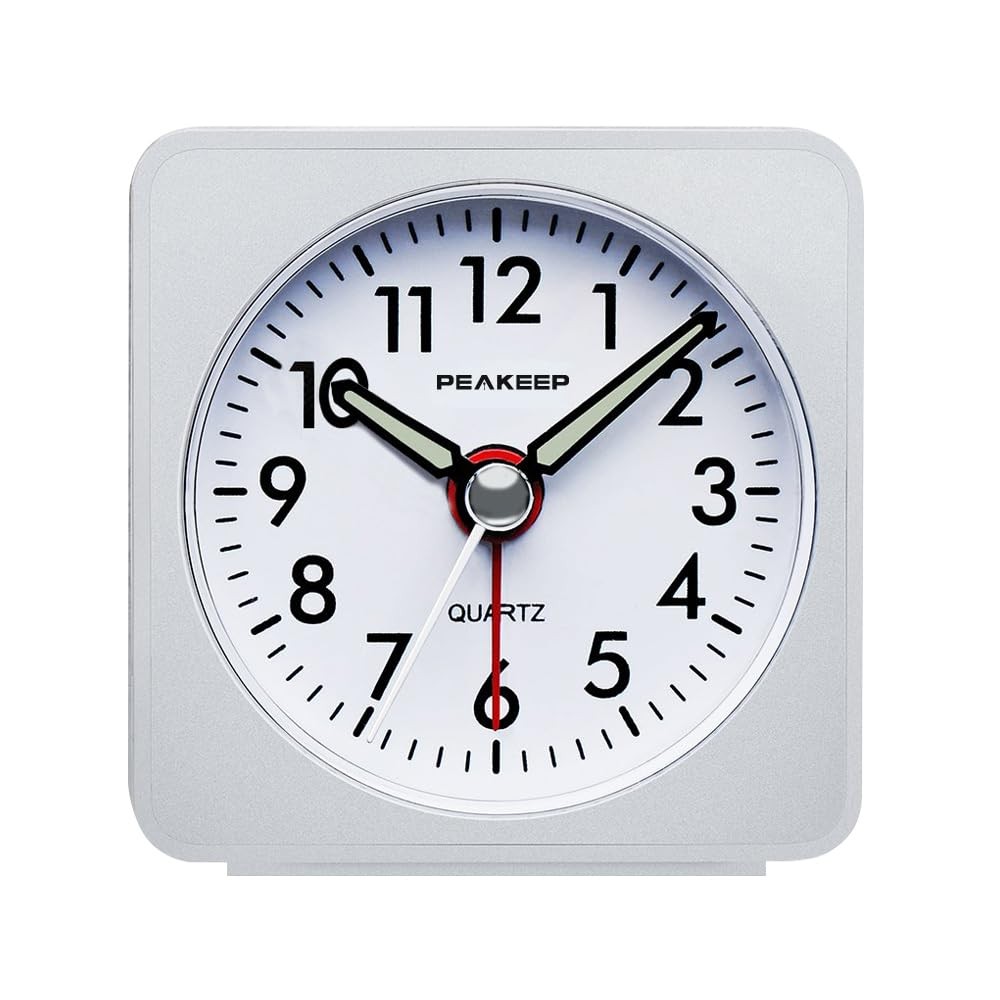 Peakeep Ultra Small, Battery Travel Alarm Clock with White