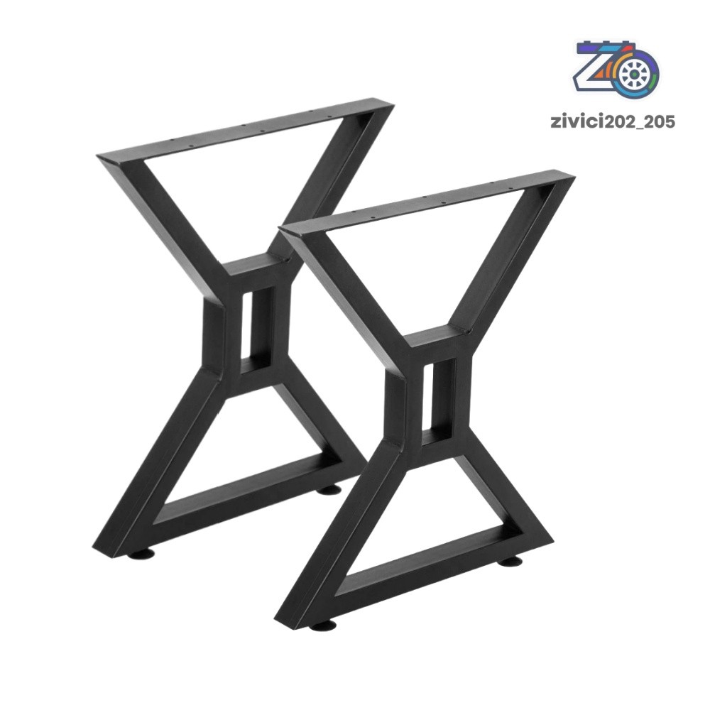 Pair 28" X-Shaped Metal Table Legs Heavy Duty Office & Dining Table Legs Black