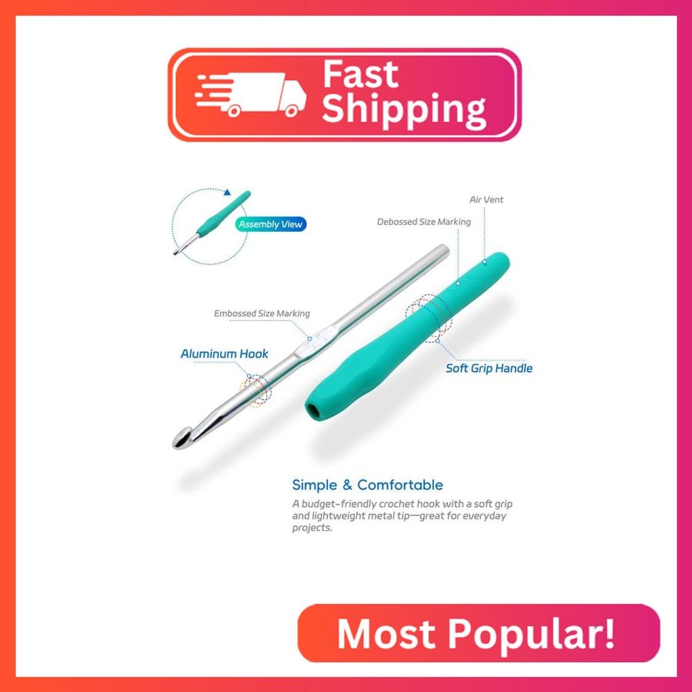9PCS Ergonomic Crochet Hooks Set by Flickzo – Aluminum Crochet Hook Set with Sof