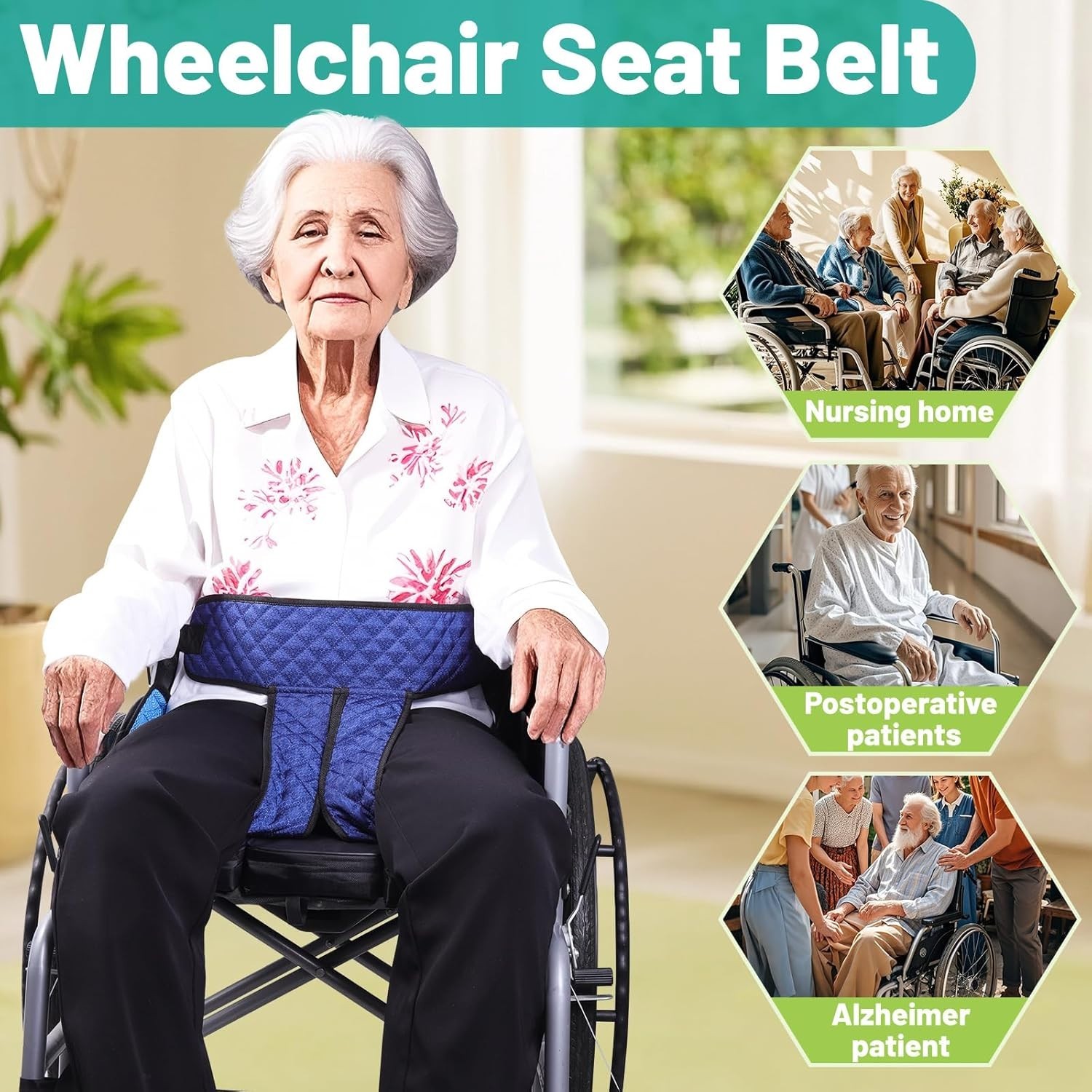 Multi-Buckle Wheelchair Safety Belt-Adjustable Medical Strap for Elderly&Disable