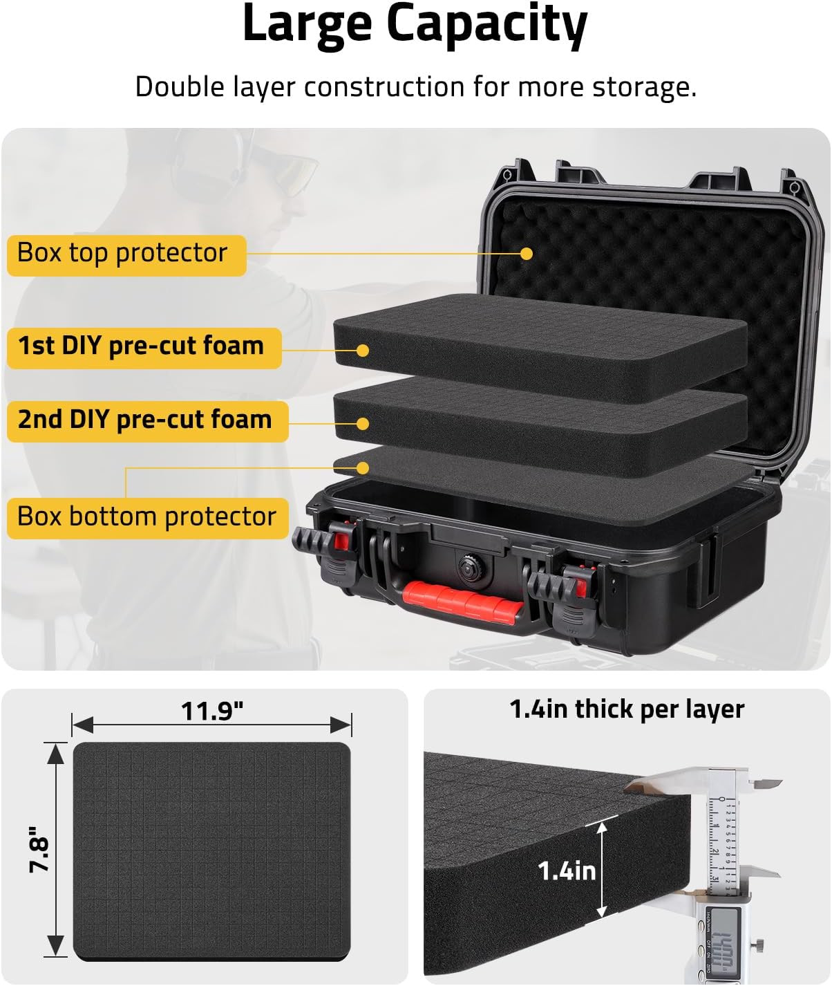 Pistol Case Lockable, TSA Approved Firearm Travel Case with 2 TSA Locks, Hard Sh