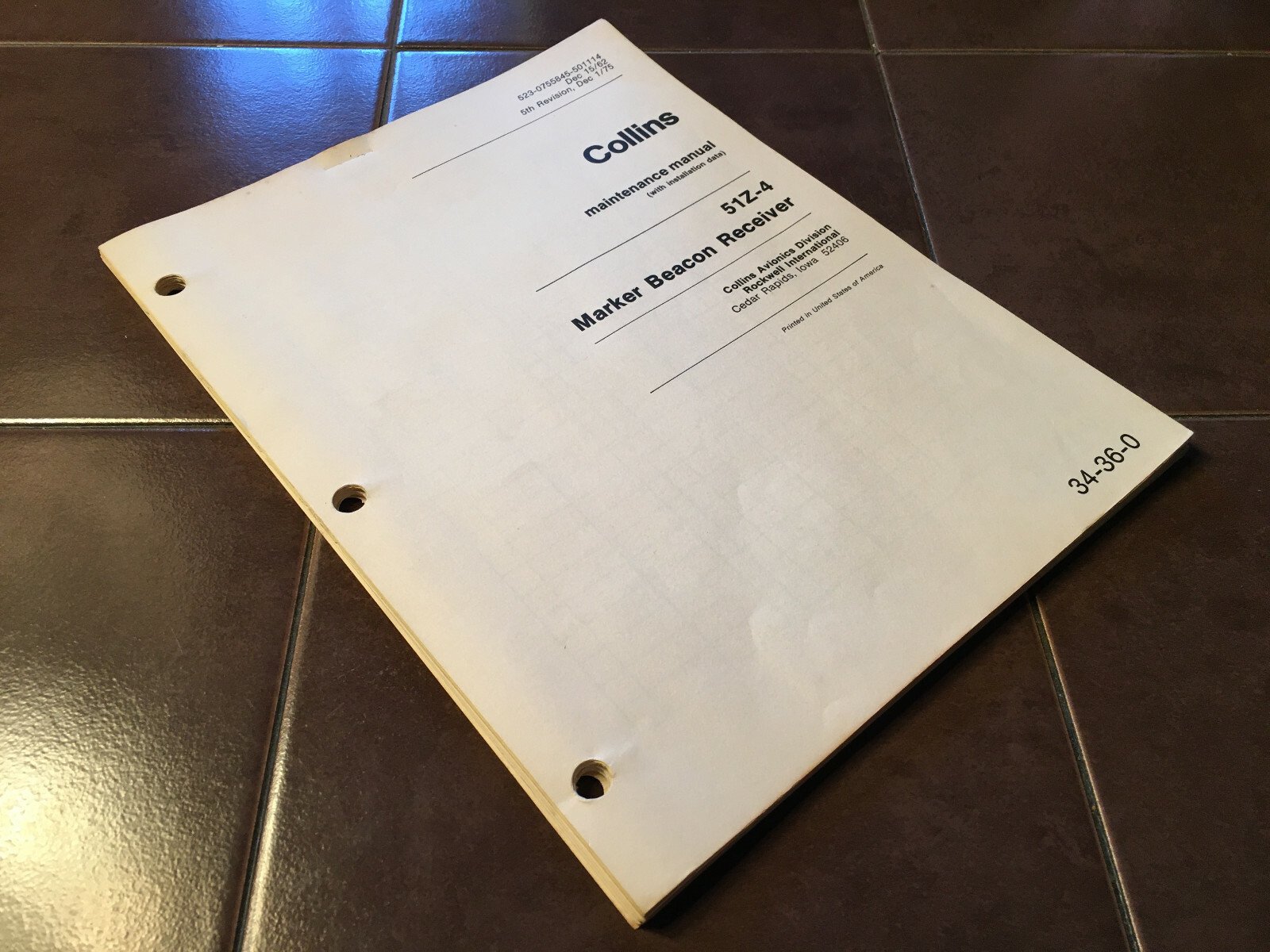 Collins 51Z-4 Marker Install manual