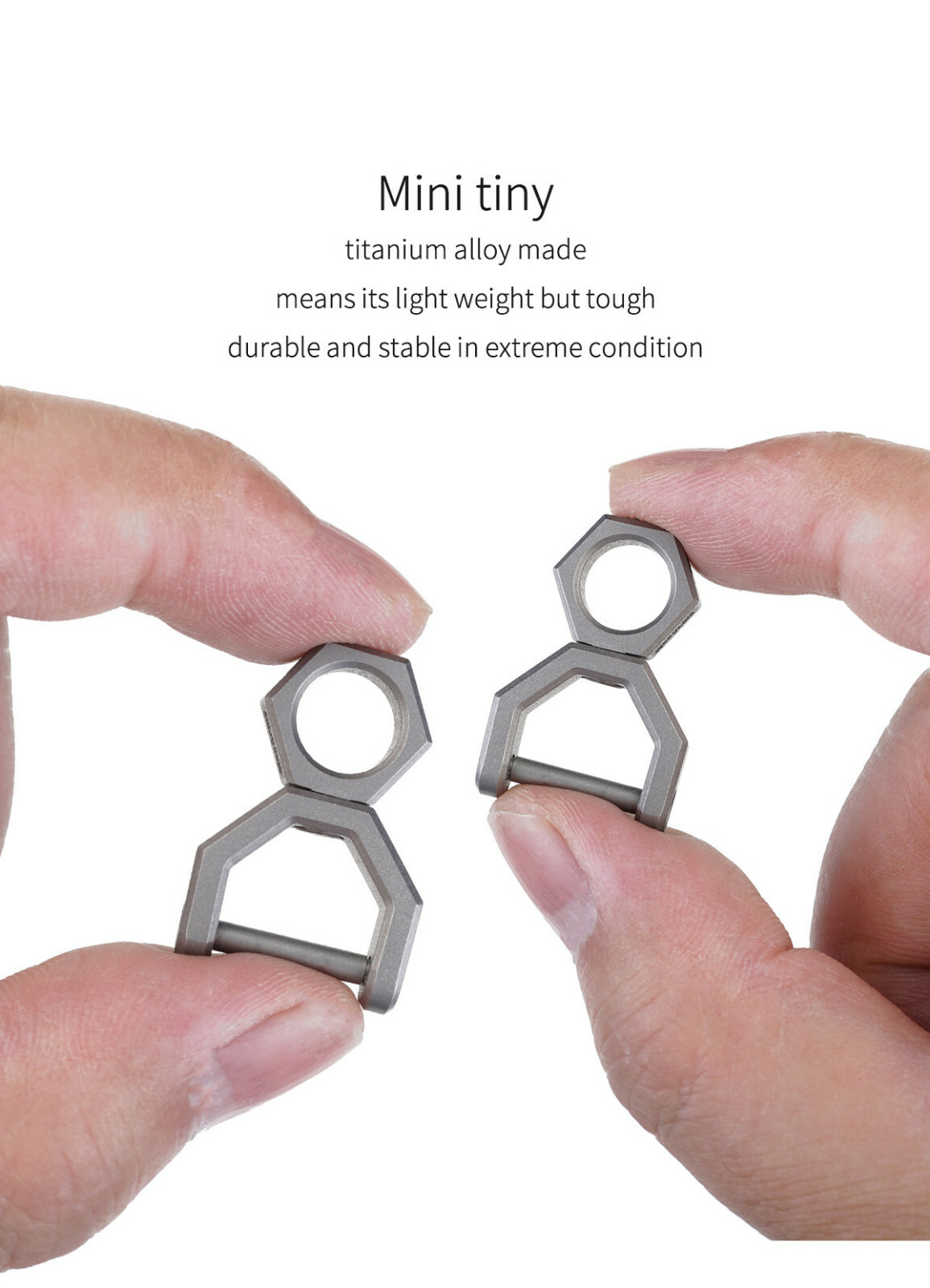 MecArmy CH5-M TC4 Titanium Alloy Mini Tiny Rotatory D Shape Key ring-Sandblasted