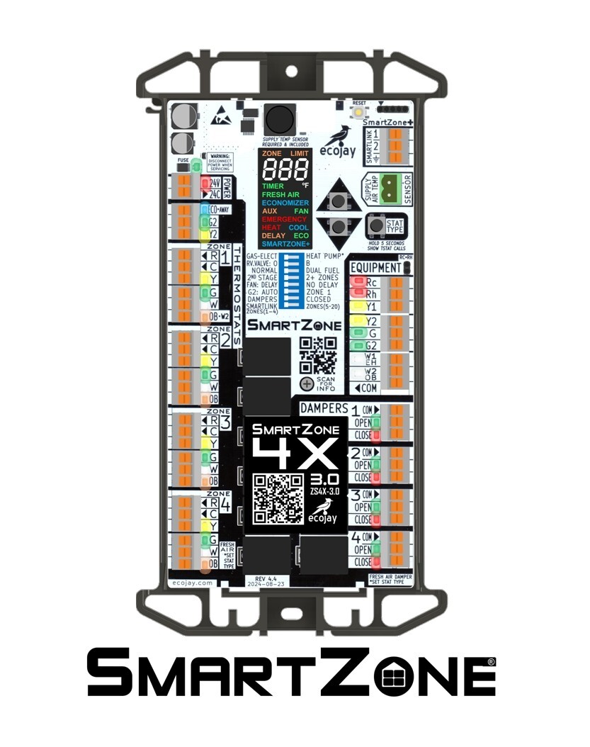 SmartZone-4X : 4 zone HVAC controller KIT w/Temp sensor - Universal Replacement